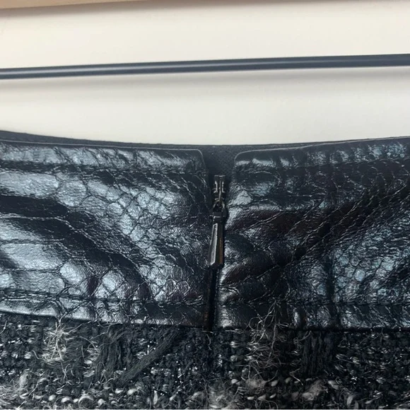 Tory Burch Leather Trimmed Tweed Pencil Skirt Wool Blend - Picture 6 of 9